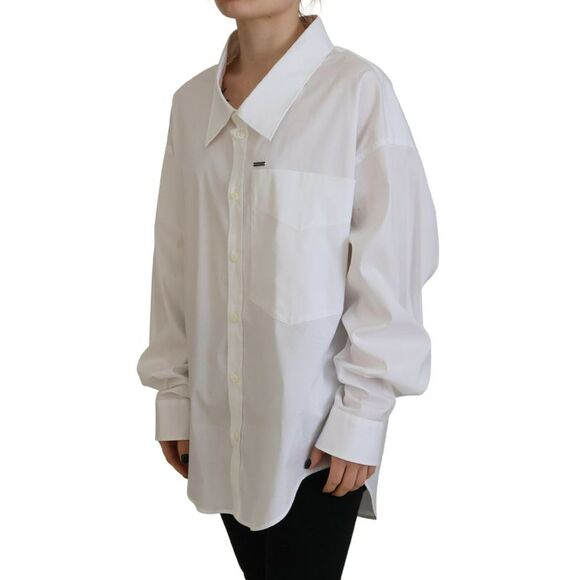 Dsquared² White Cotton Button Down Collared Dress Shirt Women's Top (Pre-Owned) - Picture 4 of 5